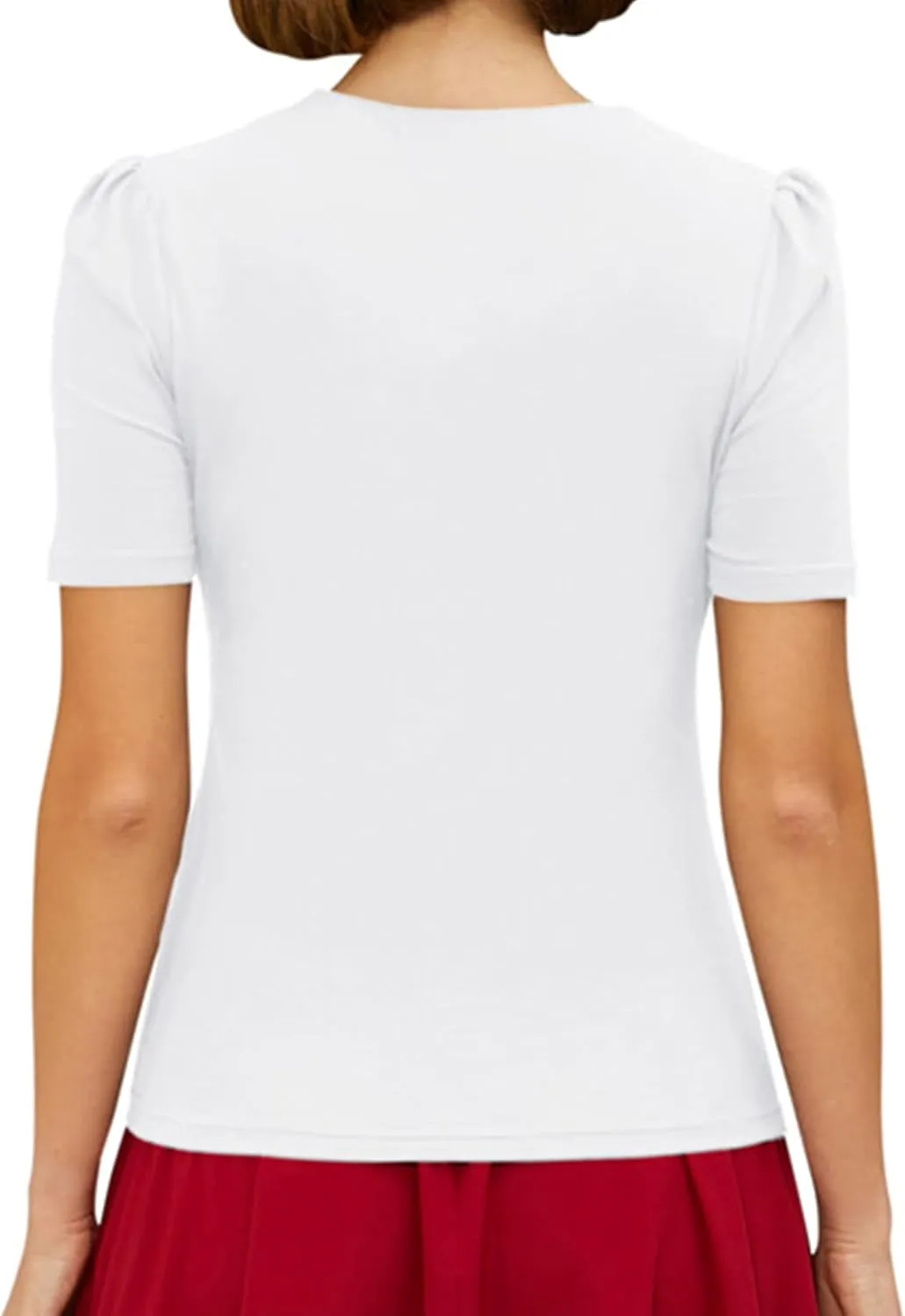 Belle Poque Women’s Hollowed-Out Tops 1950s Retro Vintage Short Sleeve Cotton Blouse