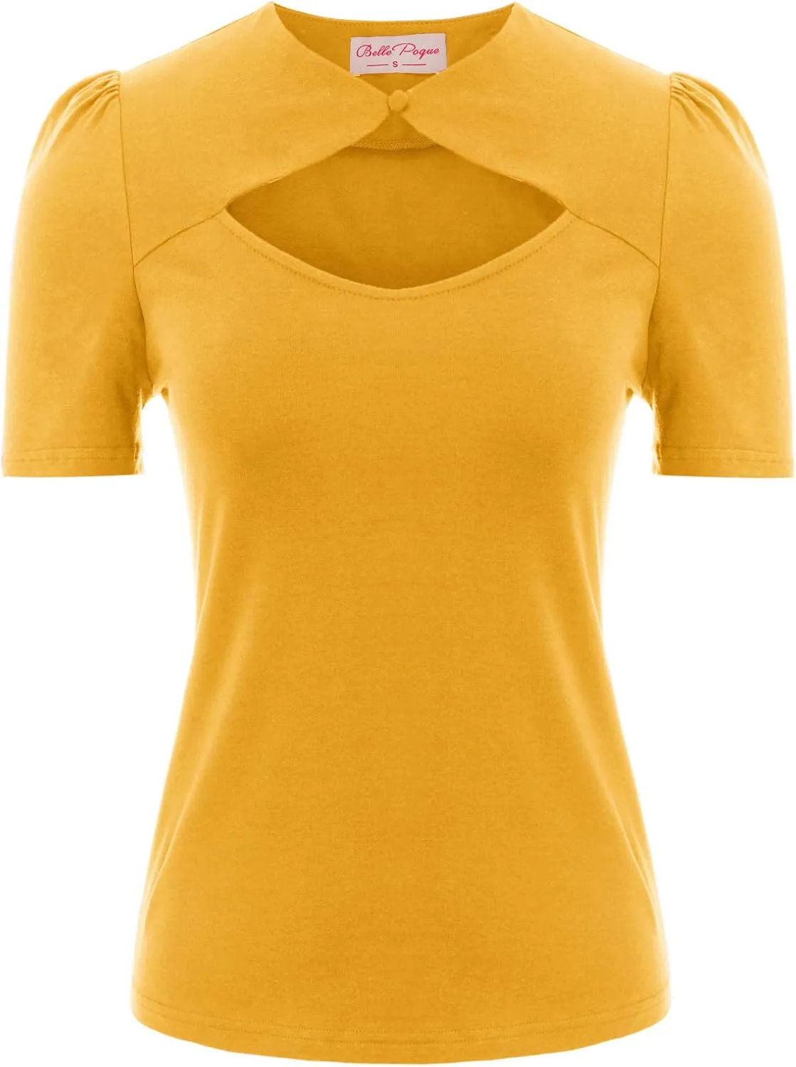 Belle Poque Women’s Hollowed-Out Tops 1950s Retro Vintage Short Sleeve Cotton Blouse