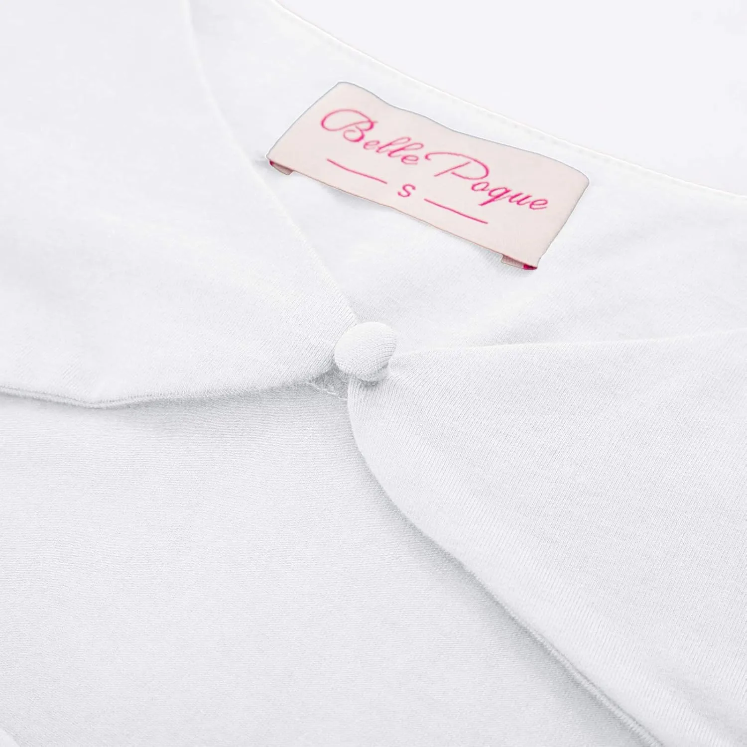 Belle Poque Women’s Hollowed-Out Tops 1950s Retro Vintage Short Sleeve Cotton Blouse