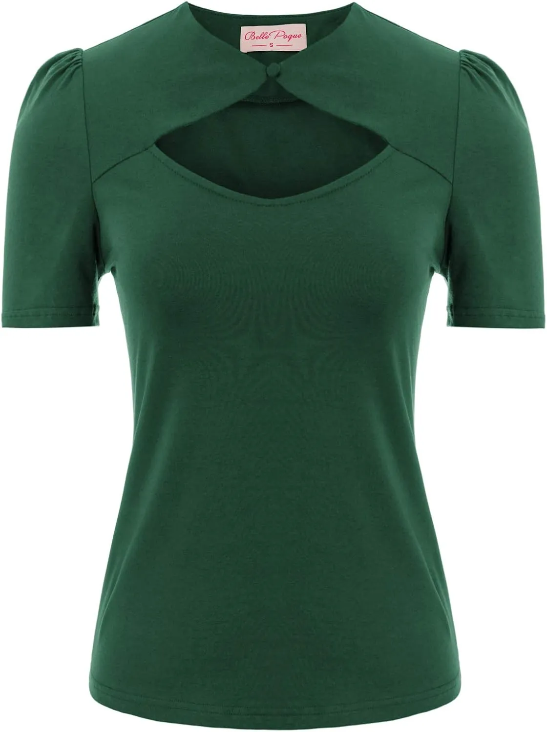 Belle Poque Women’s Hollowed-Out Tops 1950s Retro Vintage Short Sleeve Cotton Blouse