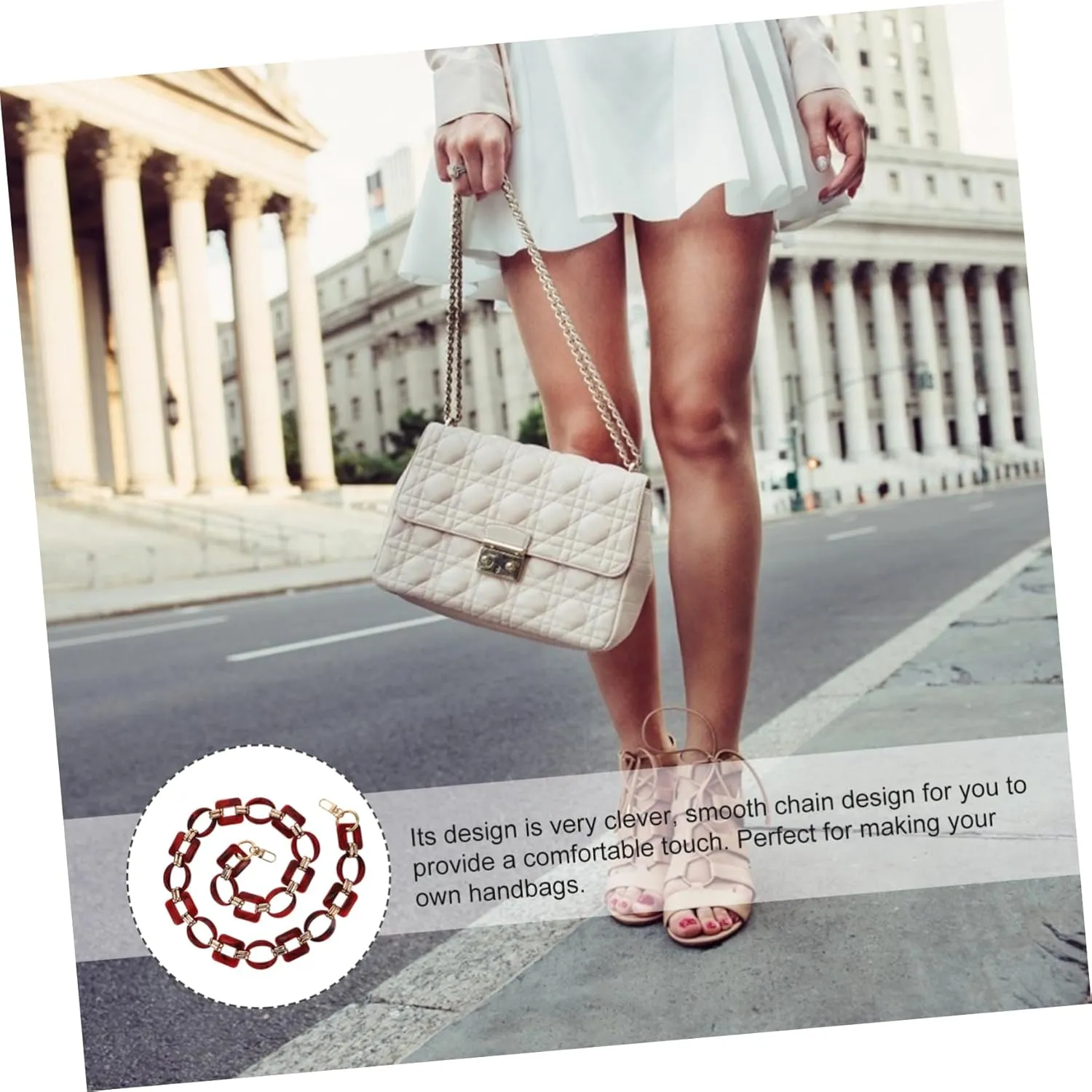 BELLIFFY DIY Bag Chain Resin Handbag Chain Retro Style Thick Contrast Chain for Fashionable Purse Decorati