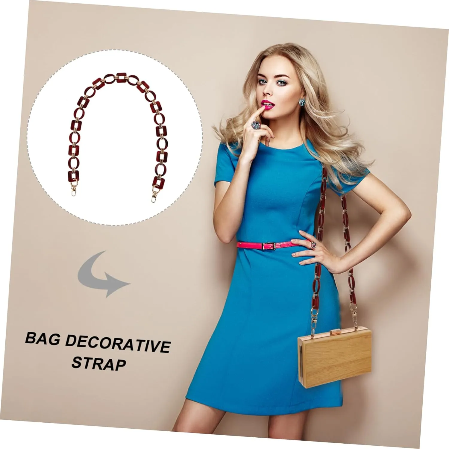 BELLIFFY DIY Bag Chain Resin Handbag Chain Retro Style Thick Contrast Chain for Fashionable Purse Decorati