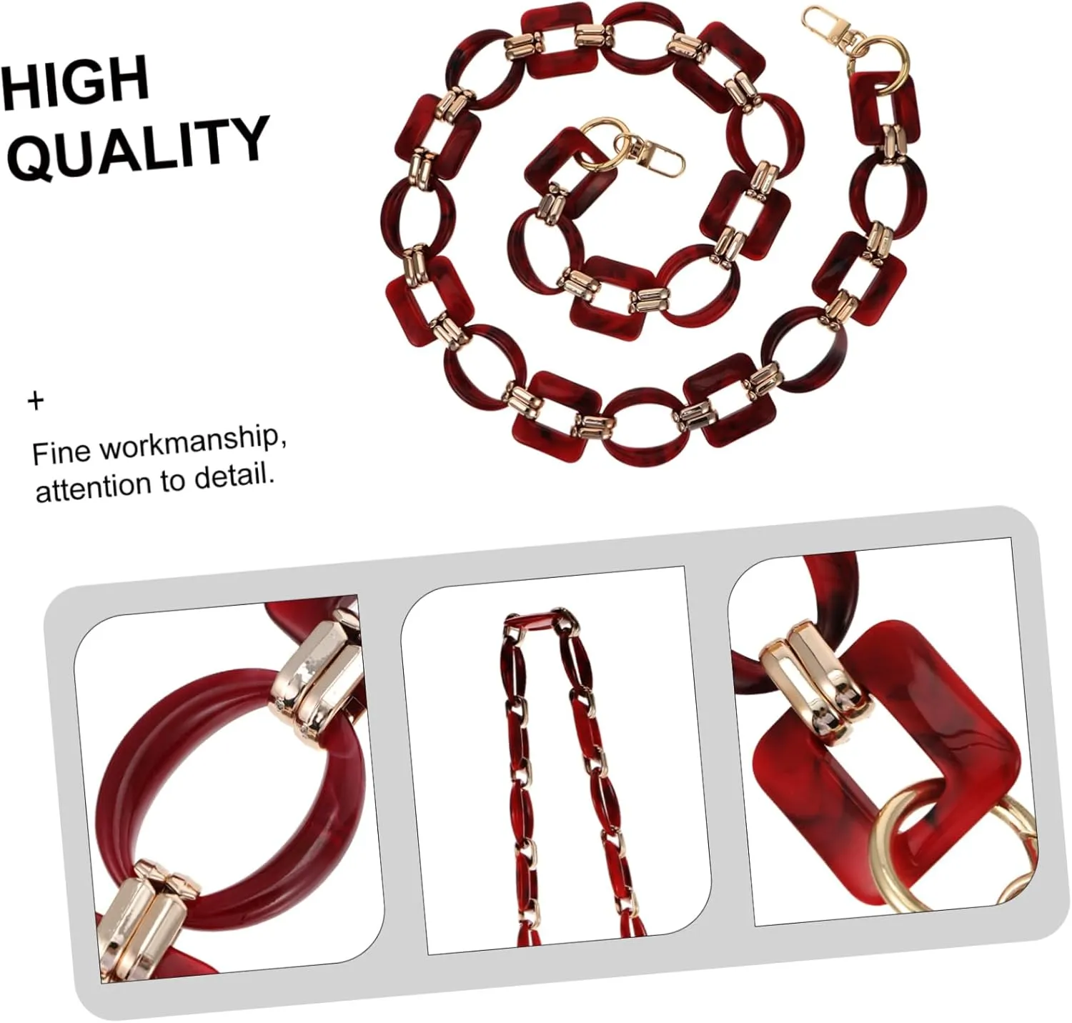 BELLIFFY DIY Bag Chain Resin Handbag Chain Retro Style Thick Contrast Chain for Fashionable Purse Decorati