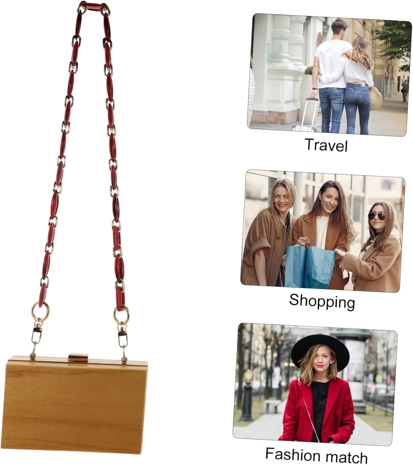 BELLIFFY DIY Bag Chain Resin Handbag Chain Retro Style Thick Contrast Chain for Fashionable Purse Decorati