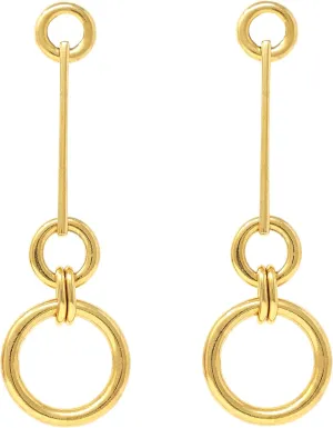 Ben-Amun Bohemian Chain Link Tear Drop Post 24k Gold Plated Earrings