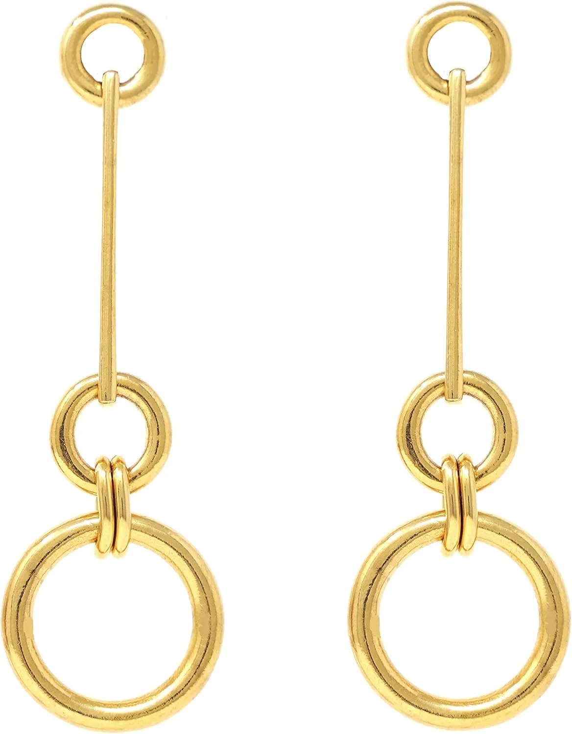 Ben-Amun Bohemian Chain Link Tear Drop Post 24k Gold Plated Earrings