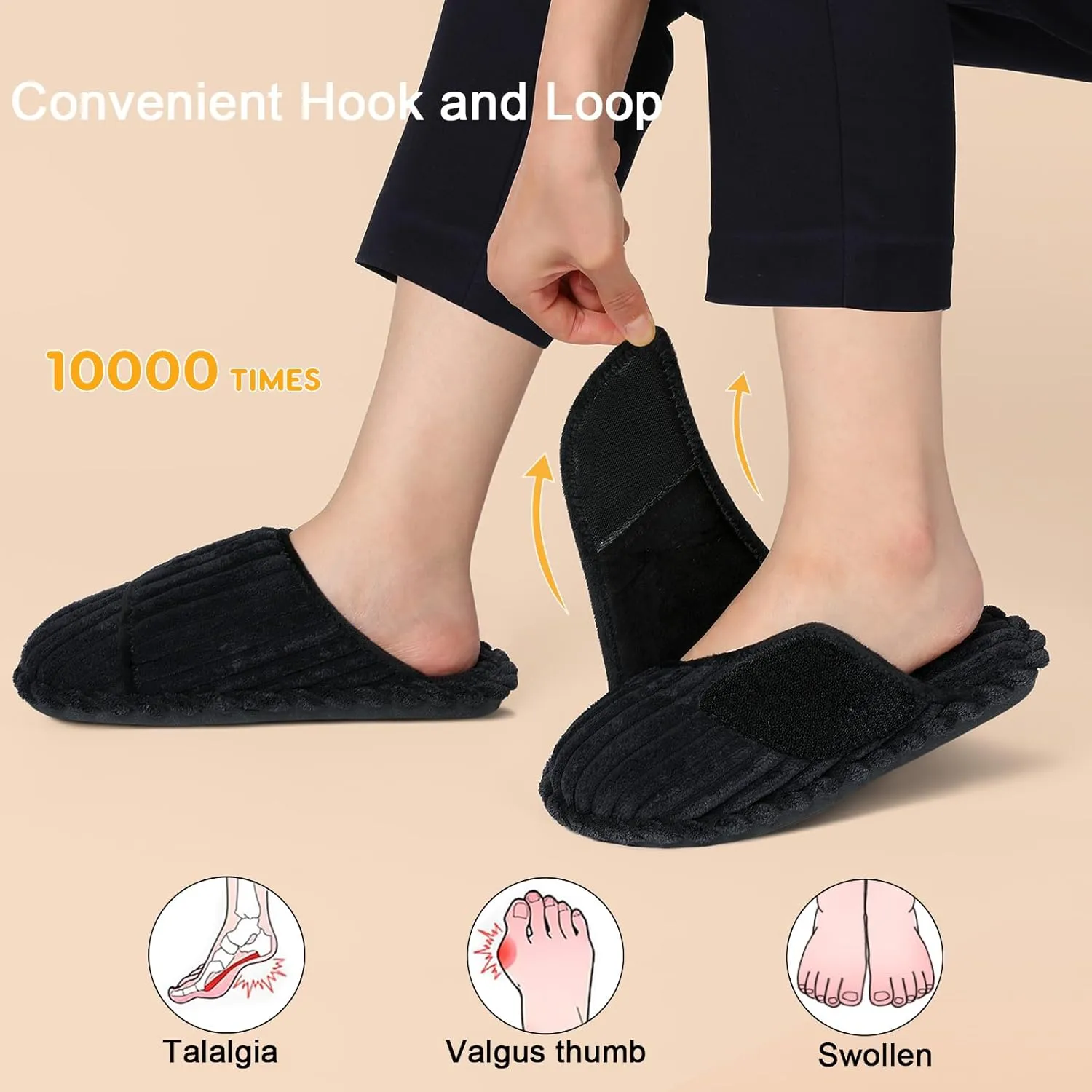 Besroad Womens Slippers Wide Diabetic Shoes Adjustable House Slippers Memory Foam Bedroom Shoes Arthritis Edema Indoor Outdoor