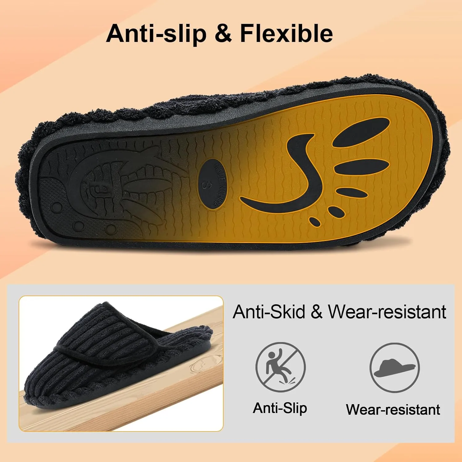 Besroad Womens Slippers Wide Diabetic Shoes Adjustable House Slippers Memory Foam Bedroom Shoes Arthritis Edema Indoor Outdoor