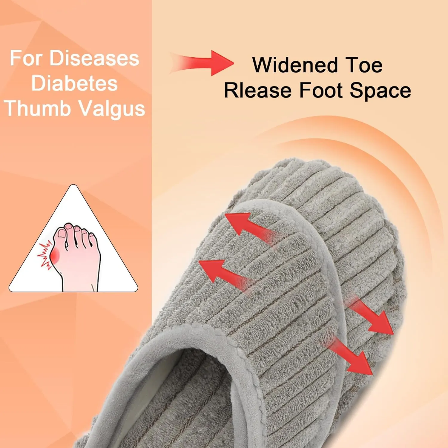 Besroad Womens Slippers Wide Diabetic Shoes Adjustable House Slippers Memory Foam Bedroom Shoes Arthritis Edema Indoor Outdoor
