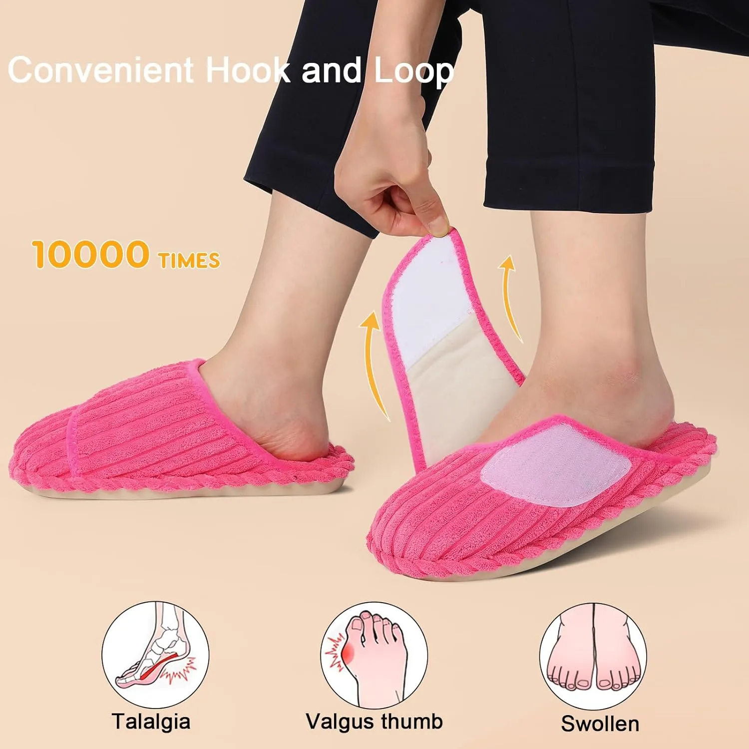 Besroad Womens Slippers Wide Diabetic Shoes Adjustable House Slippers Memory Foam Bedroom Shoes Arthritis Edema Indoor Outdoor