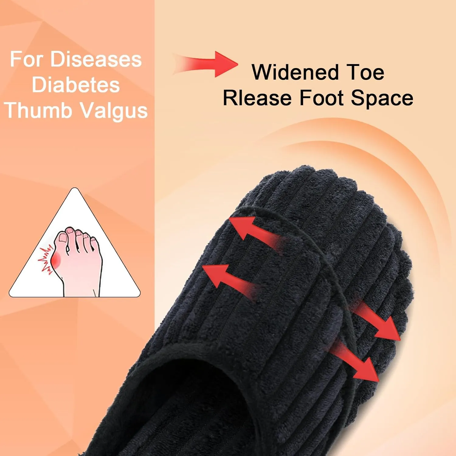 Besroad Womens Slippers Wide Diabetic Shoes Adjustable House Slippers Memory Foam Bedroom Shoes Arthritis Edema Indoor Outdoor