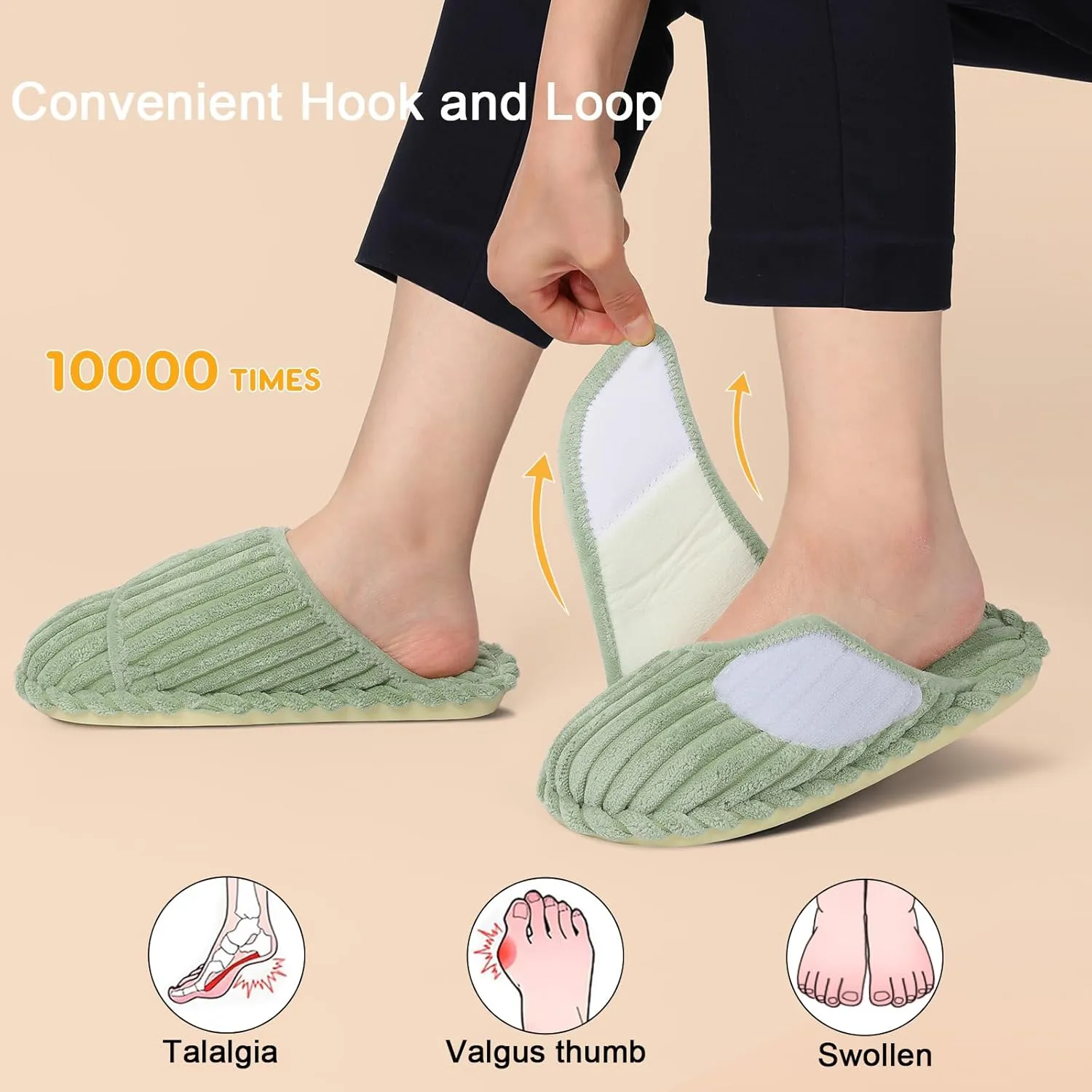 Besroad Womens Slippers Wide Diabetic Shoes Adjustable House Slippers Memory Foam Bedroom Shoes Arthritis Edema Indoor Outdoor