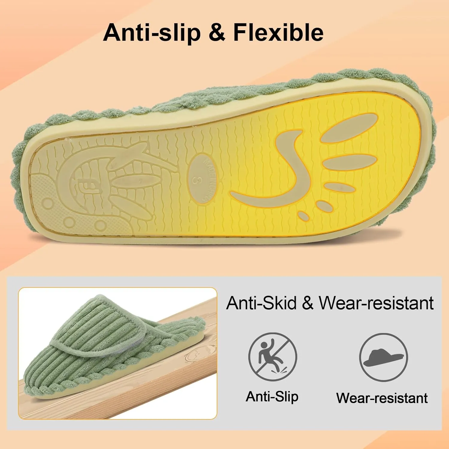 Besroad Womens Slippers Wide Diabetic Shoes Adjustable House Slippers Memory Foam Bedroom Shoes Arthritis Edema Indoor Outdoor