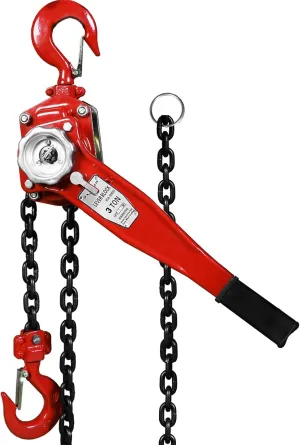 BIG RED Manual Lever Chain Hoist,3 Ton 6000 lbs Capacity Come Along,G80 Grade Steel with Double-Pawl Brake,2 Heavy Duty 360° Rotation Hooks for Garage Factory Warehouse Ports Automotive Machinery