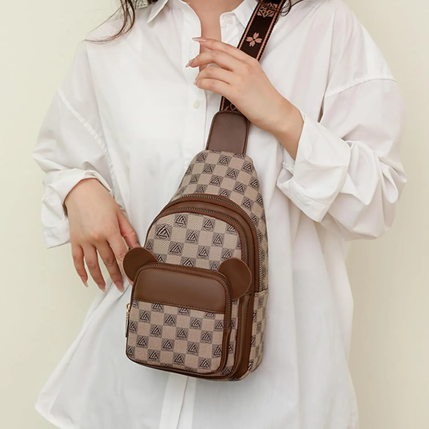 BIMMI Small Premium Oxford Crossbody Bag Merging the Elegance of a Single Shoulder Bag Functionality of a Chest Bag