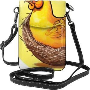 Bird'S Nest Golden Chicken Women'S Crossbody Bag, Zipper Phone Wallet, Cute Purse, Shoulder Bag, Detachable Shoulder Strap, Black