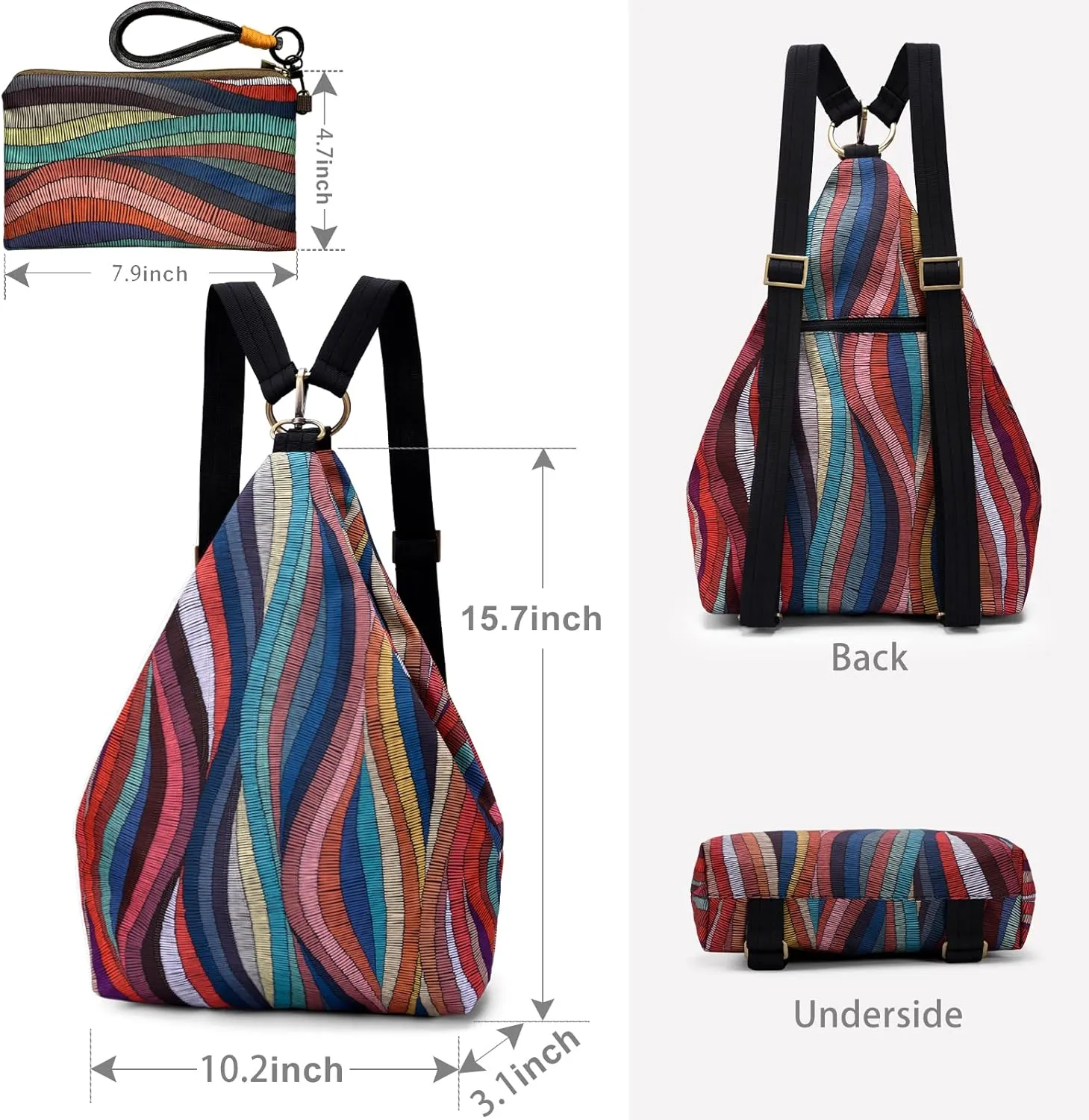 Black Butterfly Premium Backpack for Women, Bohemia Style Fashion Casual Daypack Backpack, Small Backpack Purse (0050-multicolor Plus)