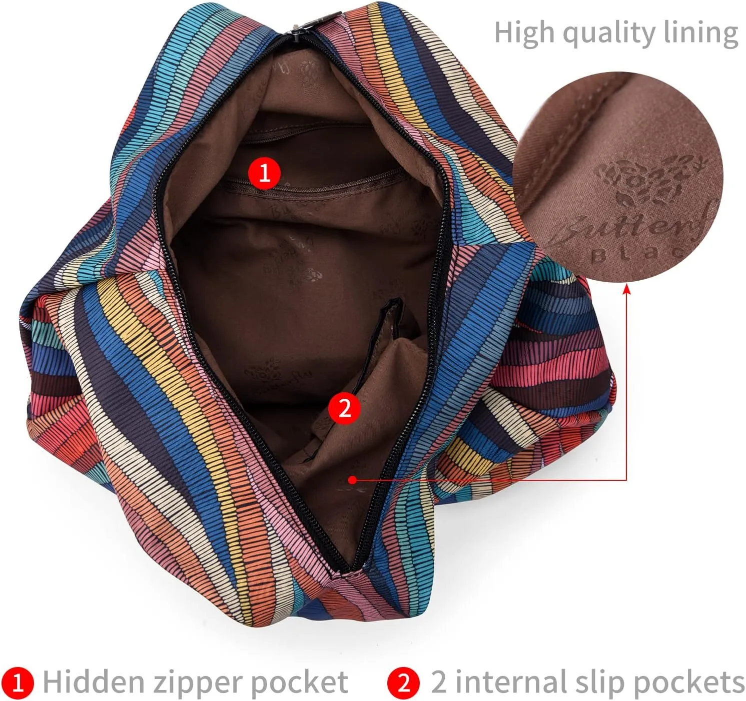 Black Butterfly Premium Backpack for Women, Bohemia Style Fashion Casual Daypack Backpack, Small Backpack Purse (0050-multicolor Plus)