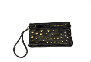 Black Studded Wristlet/Crossbody Handbag