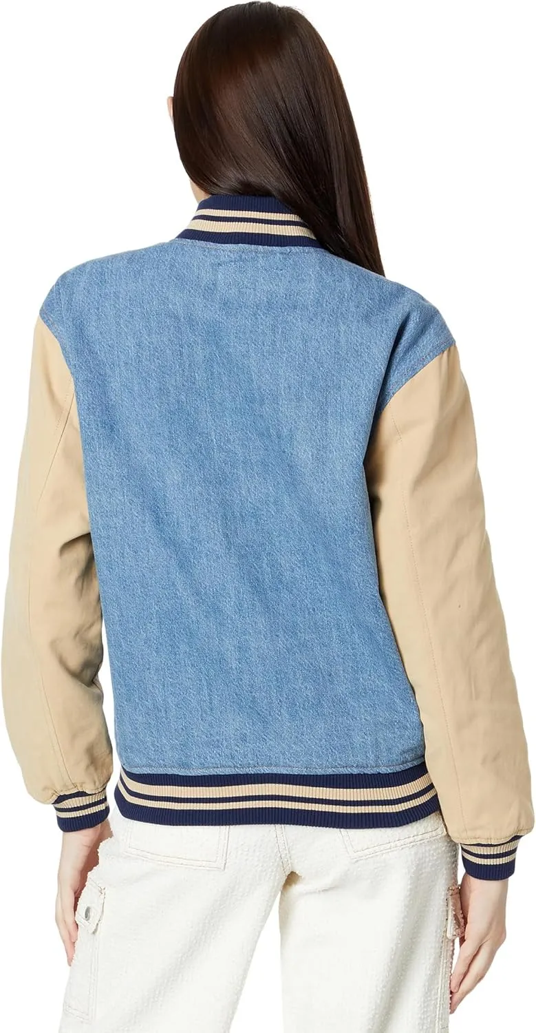 [BLANKNYC] womens Women's Denim and Canvas Bomber Jacket