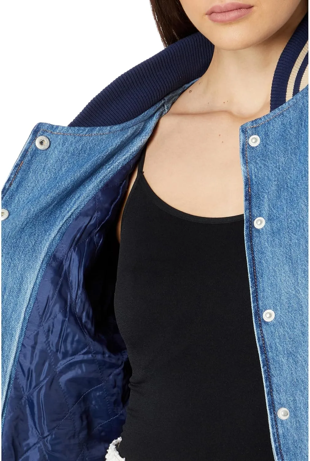 [BLANKNYC] womens Women's Denim and Canvas Bomber Jacket