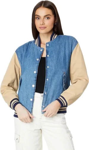 [BLANKNYC] womens Women's Denim and Canvas Bomber Jacket