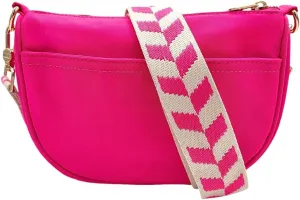 BLOC Bags Crossbody Bags for Women Half Moon Purse Designer Small Shoulder Handbag Triple Pocket with Zippers and Wide Strap