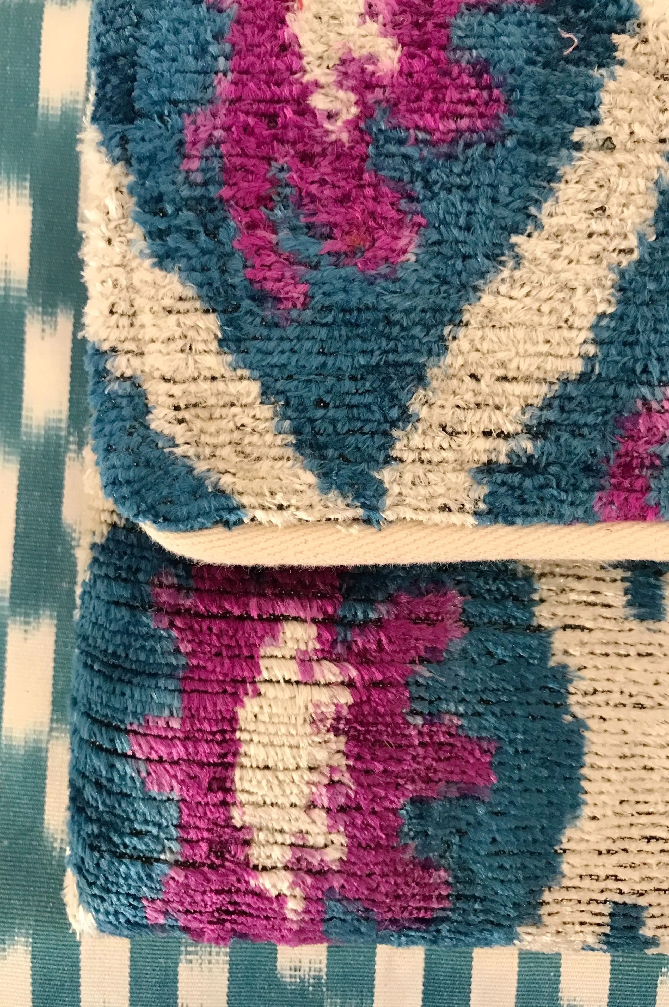 Blue & Purple Velvet Ikat Clutch Bag