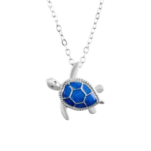 Blue Color Turtle Shape Dainty Pendant Necklace for Women & Men, Designer Pendant Chain Necklace, Boho Jewelry for Wedding Gift