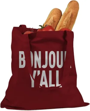 Bonjour Yall Cotton Canvas Tote Bag