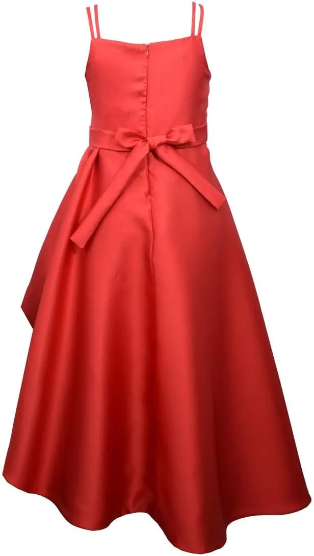 Bonnie Jean Girls 7-16 Ruched Bodice Jewel Waist Asymmetrical Ballgown
