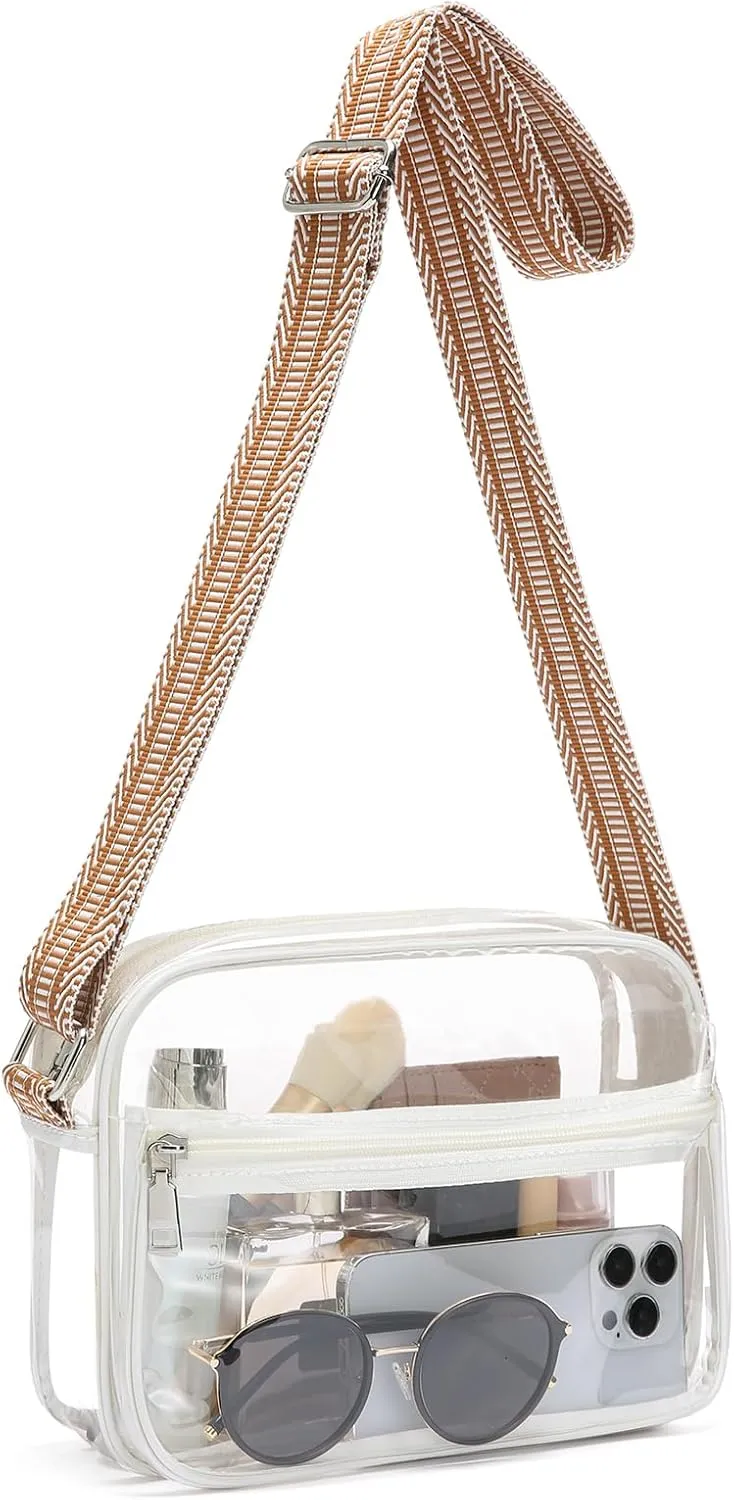 BOSTANTEN Clear Bag for Women Stadium Approved Clear Bags Small Crossbody Purse Trendy for Concerts Sports Events
