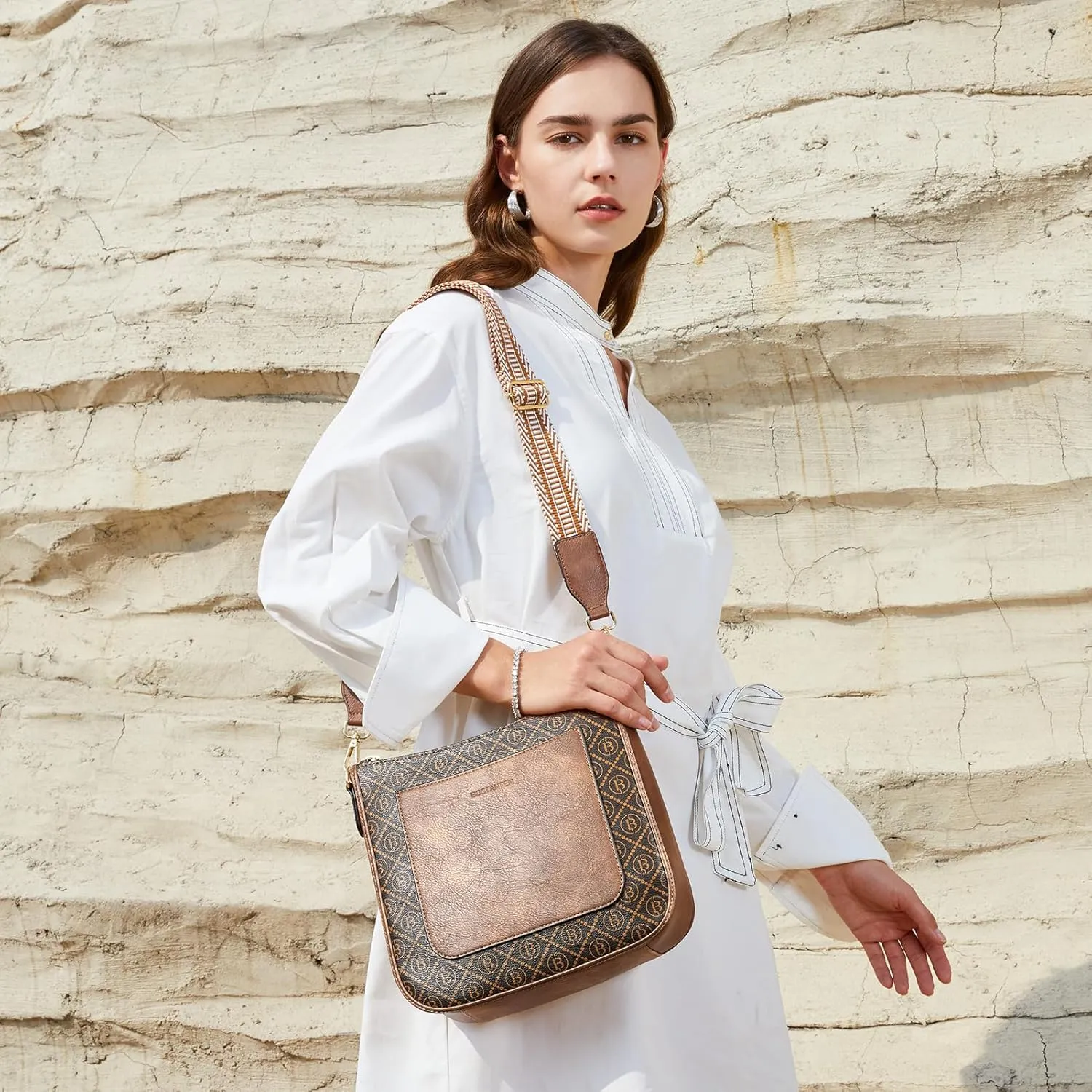 BOSTANTEN Crossbody Bags for Women Trendy Vegan Leather Hobo Handbags Fashion Shoulder Purse with Adjustable Guitar Strap