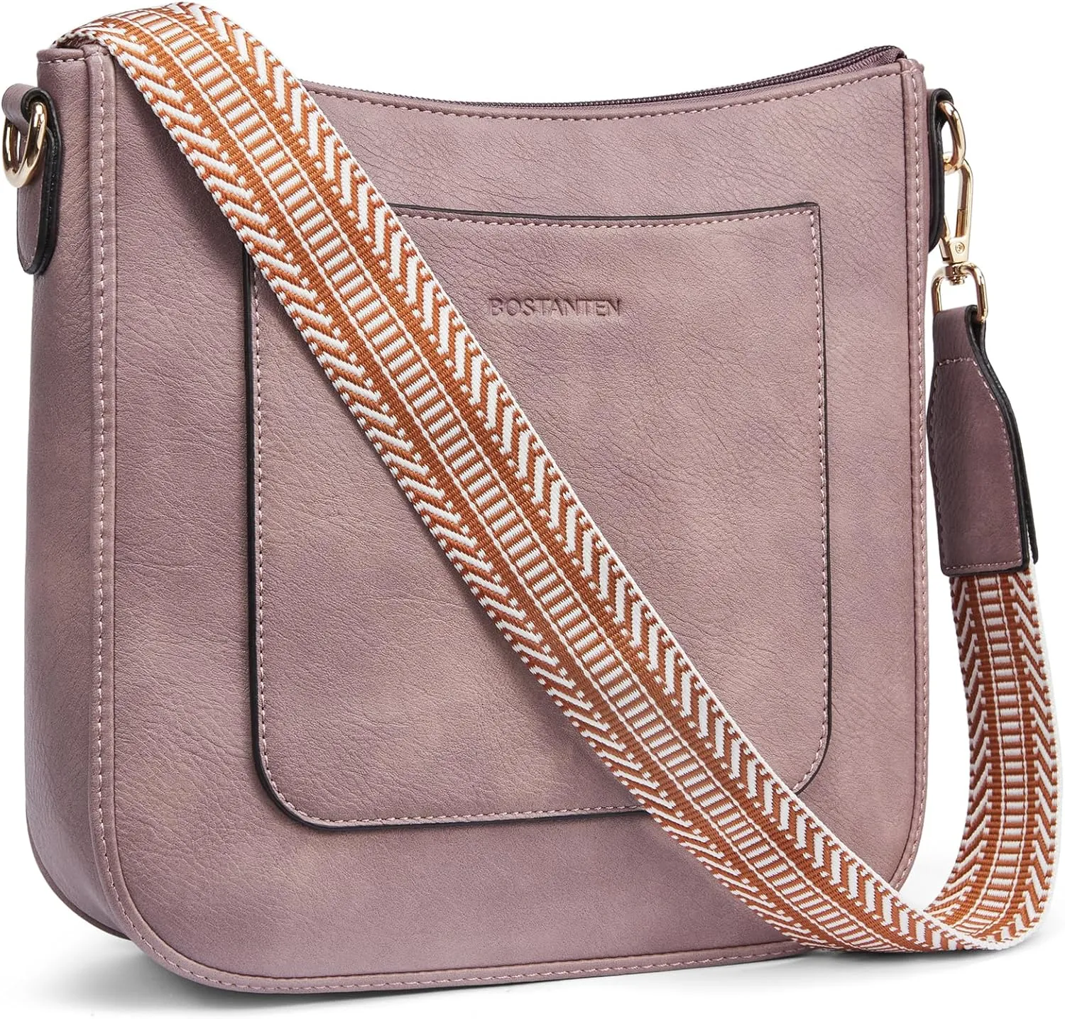 BOSTANTEN Crossbody Bags for Women Trendy Vegan Leather Hobo Handbags Fashion Shoulder Purse with Adjustable Guitar Strap