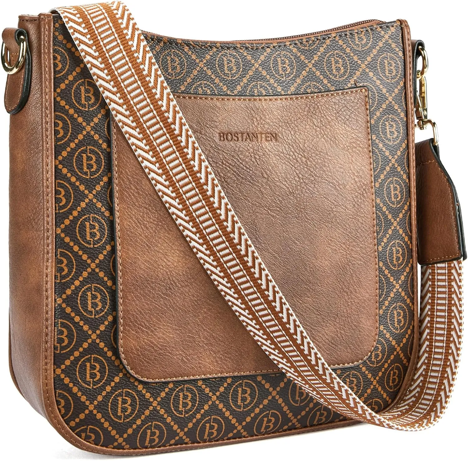 BOSTANTEN Crossbody Bags for Women Trendy Vegan Leather Hobo Handbags Fashion Shoulder Purse with Adjustable Guitar Strap