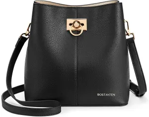 BOSTANTEN Crossbody Shoulder Bags for Women Vegan Leather Purse Cross Body Handbag Multiple Pockets Black