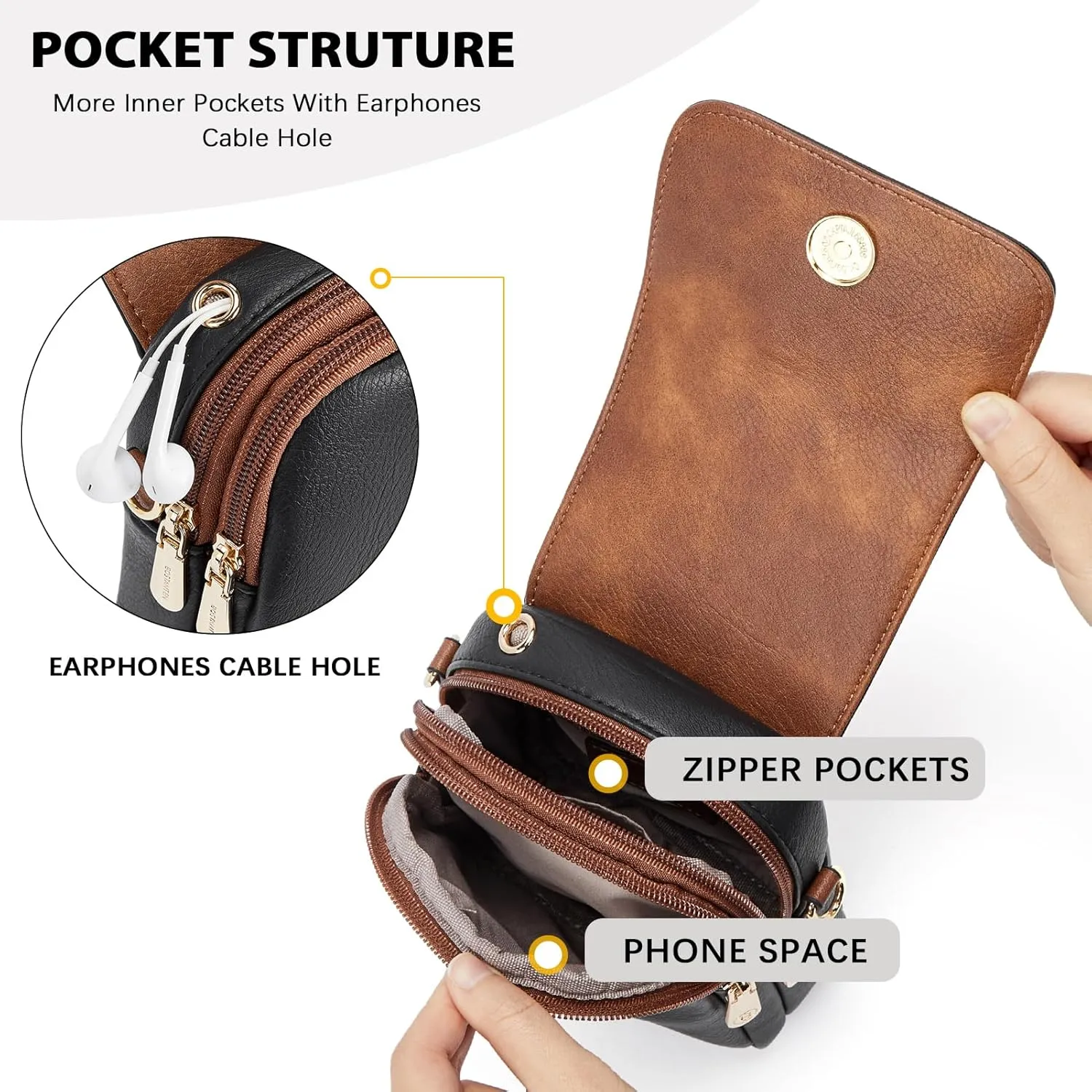 BOSTANTEN Small Crossbody Bags for Women Cell Phone Purse Leather Wallet Handbags with Card Slots