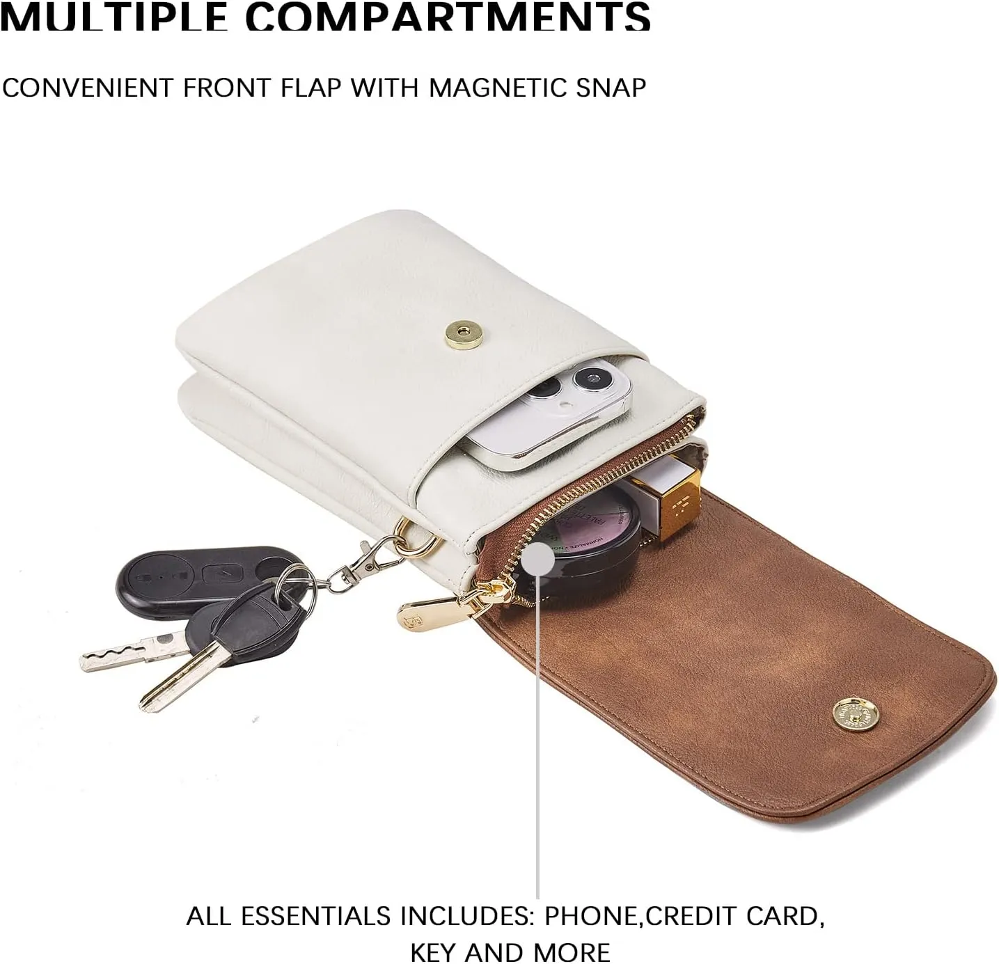 BOSTANTEN Vegan Leather Small Crossbody Bags for Women Designer Cell Phone Bag Wallet Purses Adjustable Strap
