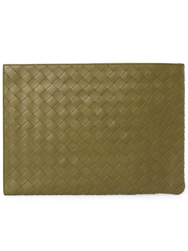 Bottega Veneta Intrecciato Half-Zip Clutch Bag Green