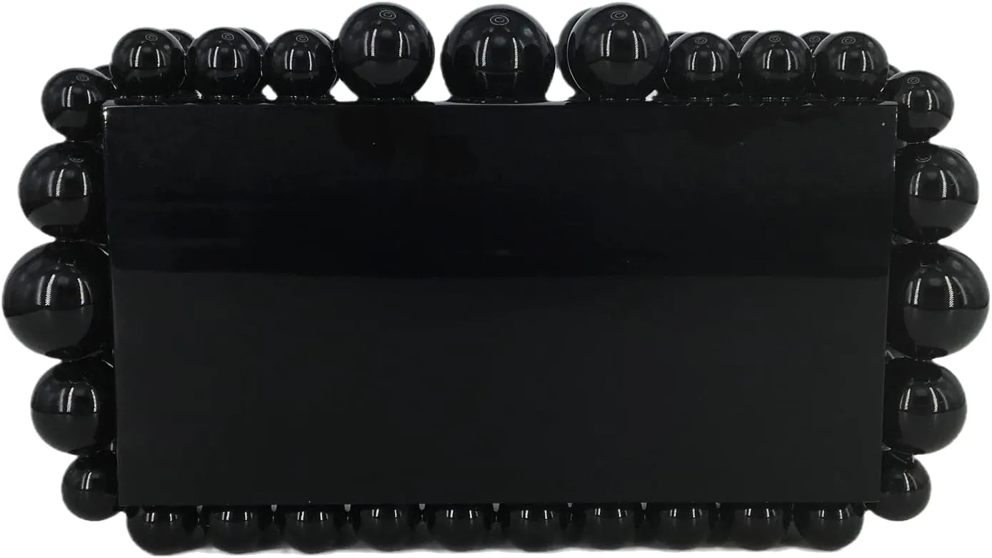 Boutique De FGG Acrylic Marble Prom Clutch Purse Women Beaded Evening Bag Bridal Wedding Party Chain Shoulder Handbag,Mini