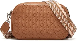 BOYATU Woven Crossbody Bag for Women: Vegan Leather Purse - Small Shoulder Bags for Ladies - Trendy Purses with Wide Strap