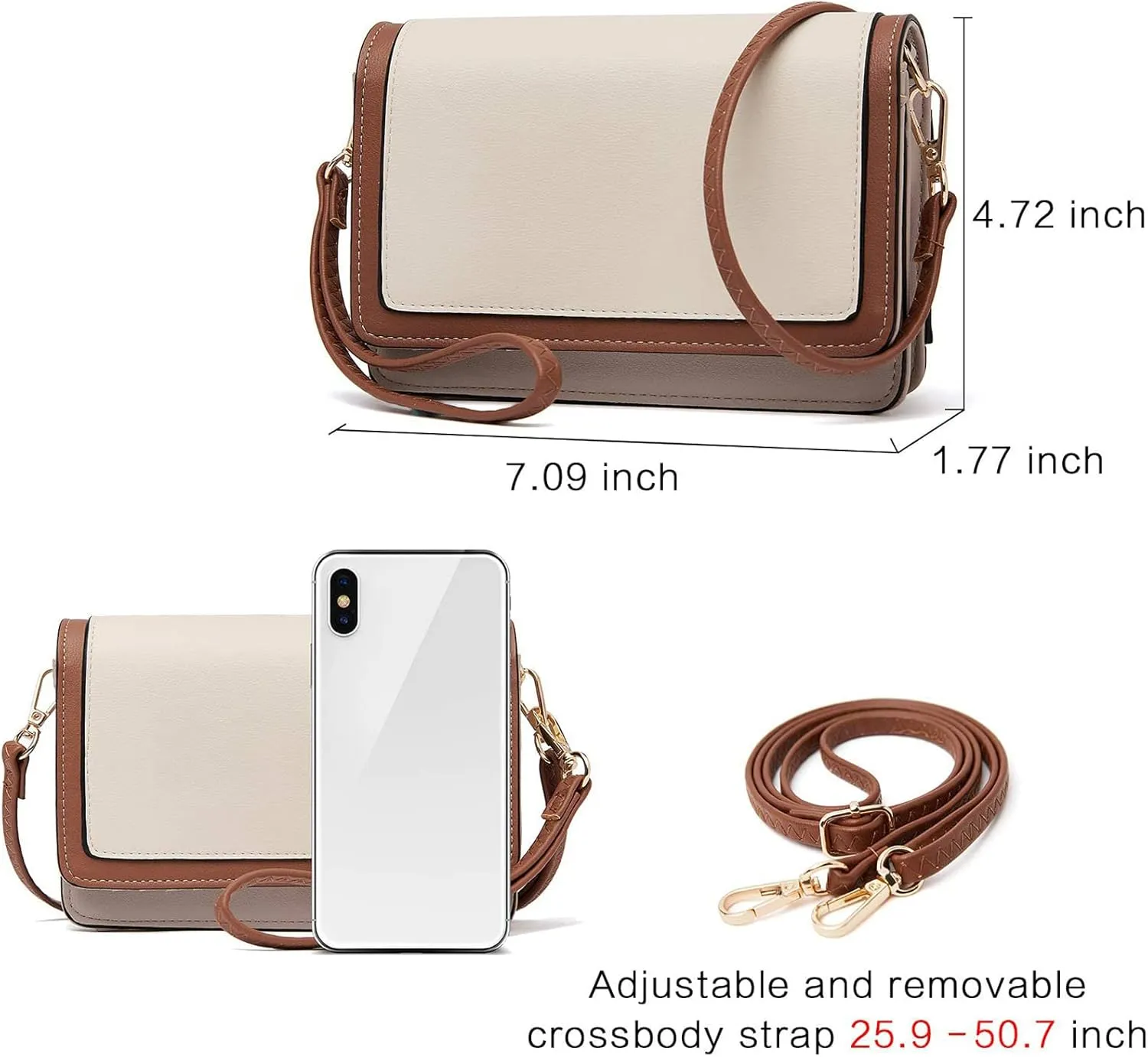 BROMEN Crossbody Bags for Women Small Cell Phone Shoulder Bag Wristlet Wallet Clutch Purse