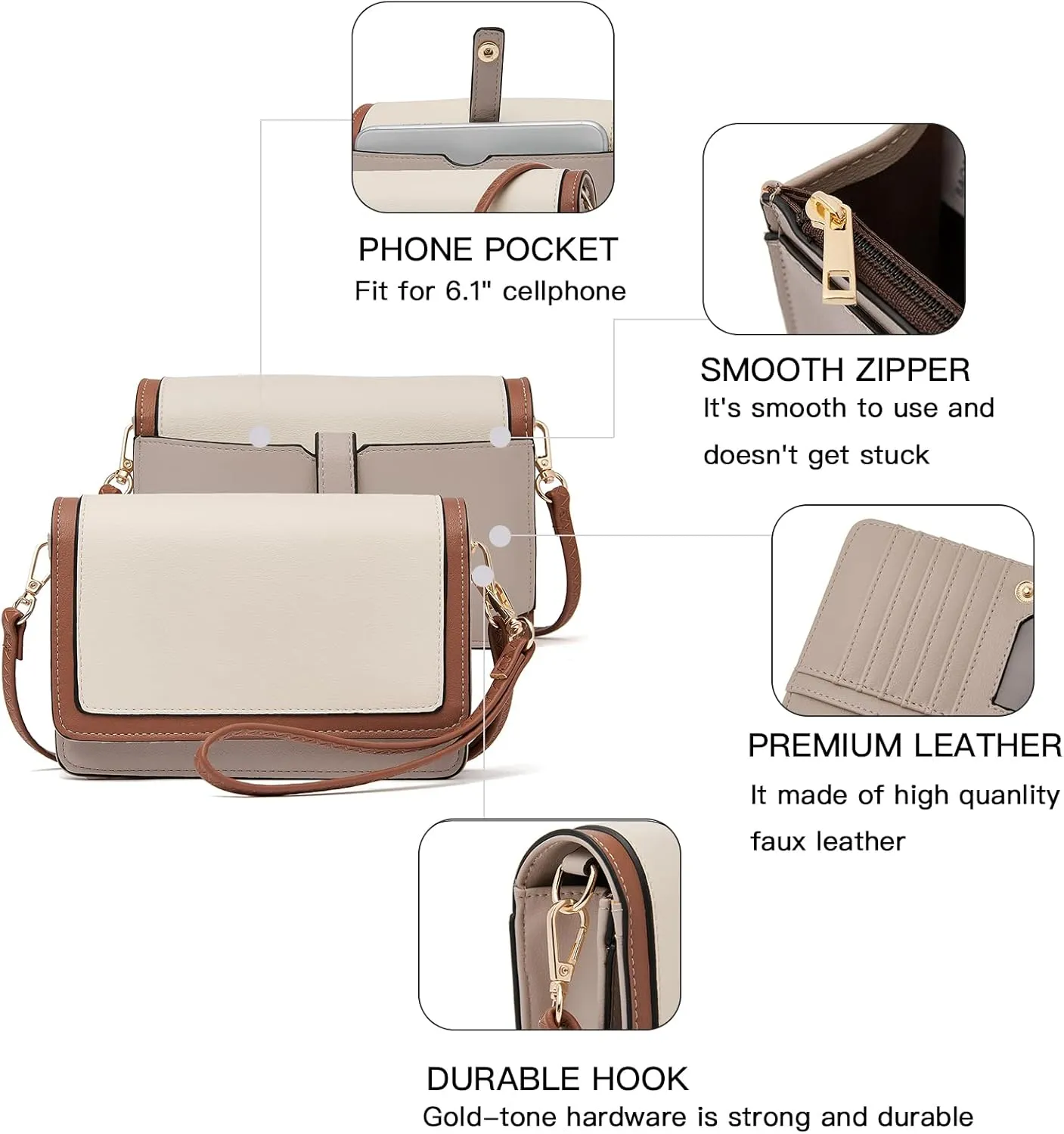 BROMEN Crossbody Bags for Women Small Cell Phone Shoulder Bag Wristlet Wallet Clutch Purse