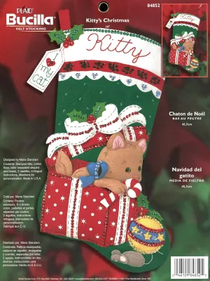 Bucilla Kitty's Christmas Felt Applique Stocking Kit 84852