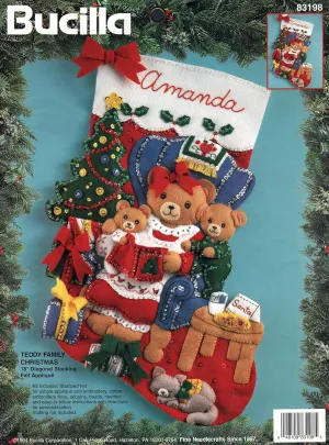 Bucilla "Teddy Family Christmas" Felt Applique Stocking Kit 83198