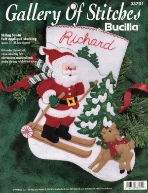 Bucilla - Skiing Santa - 15" Felt Applique Stocking Kit 33701