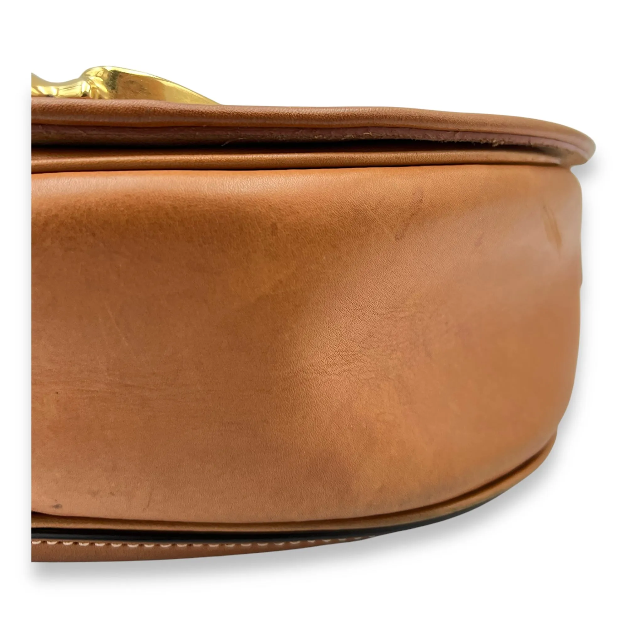 Camarat Crossbody Bag Brown in Calfskin, Gold hardware