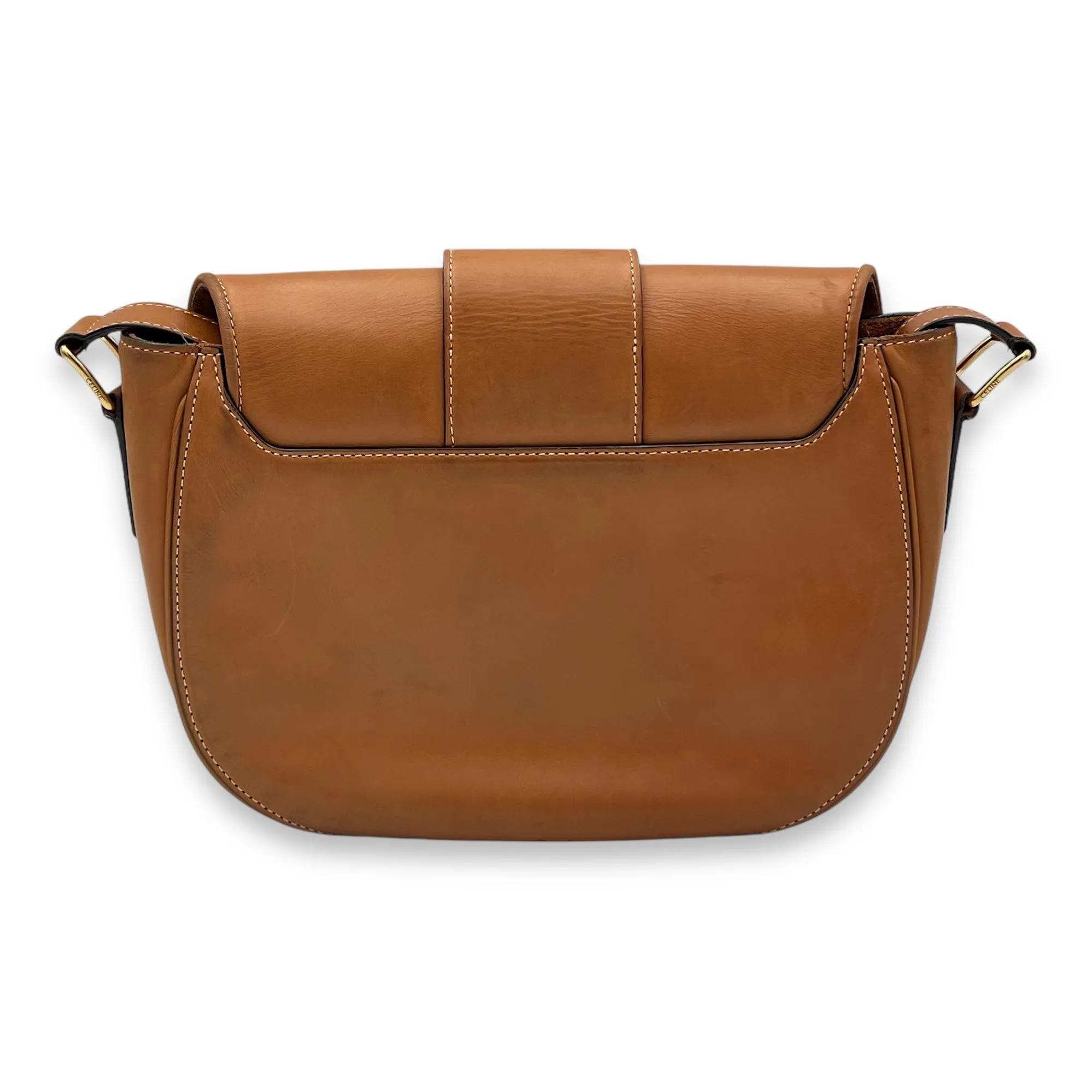 Camarat Crossbody Bag Brown in Calfskin, Gold hardware