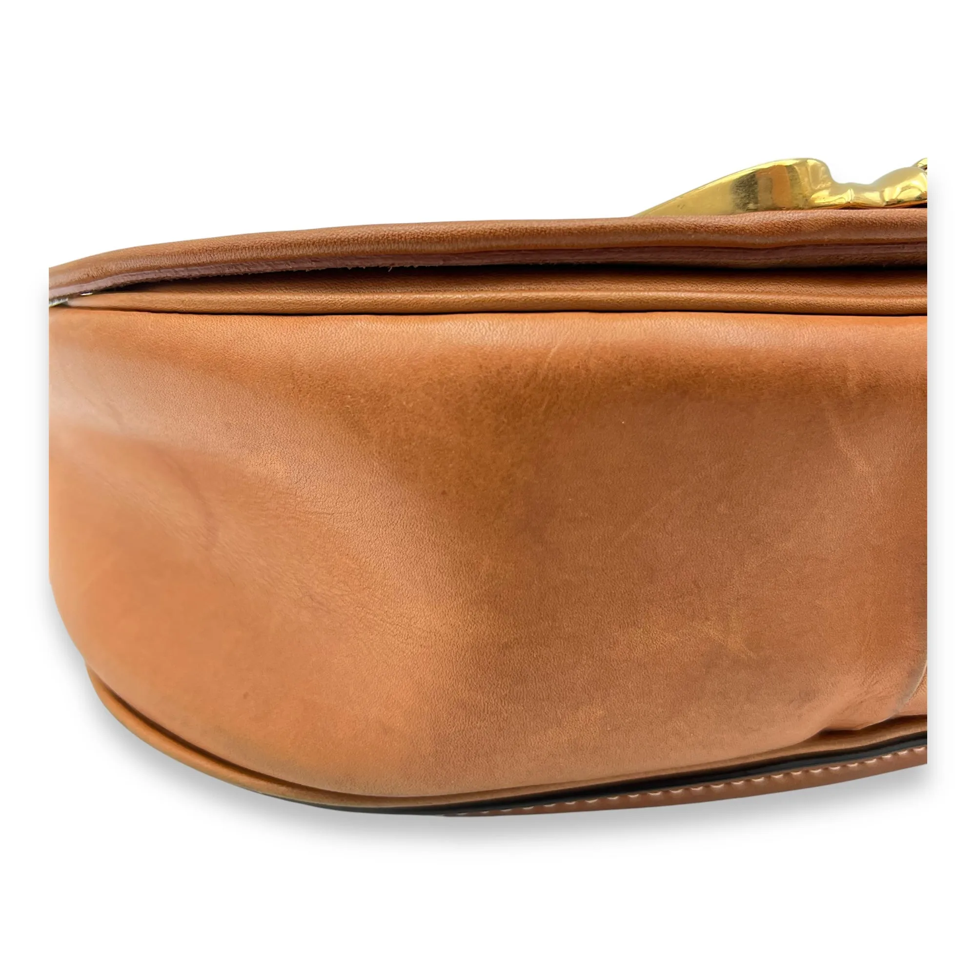 Camarat Crossbody Bag Brown in Calfskin, Gold hardware