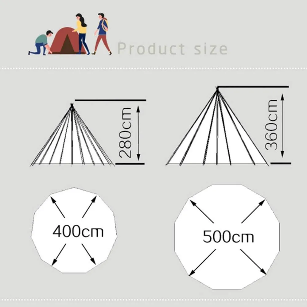 Camping Tent Foldable Tent Canvas Outdoor Camping Farmhouse BBQ Dining Tent Thicken Rainproof Tent Triangle Canvas Teepee
